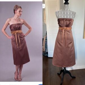 Vintage Alfred Sung Satin Strapless Gown Midi Dress. Size 6. Colour Latte.